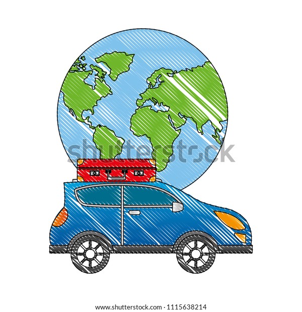 world planet earth with\
car