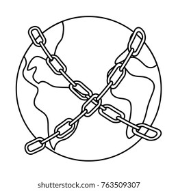 world planet earth with chain