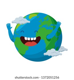 world planet earth with clouds character