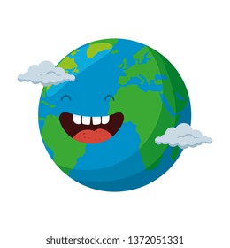 world planet earth with clouds character
