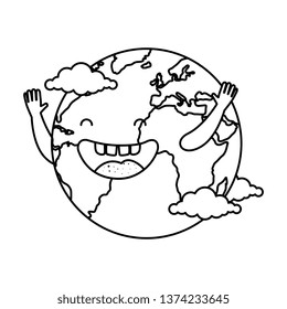 world planet earth with clouds character