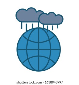 world planet earth with clouds rain vector illustration design