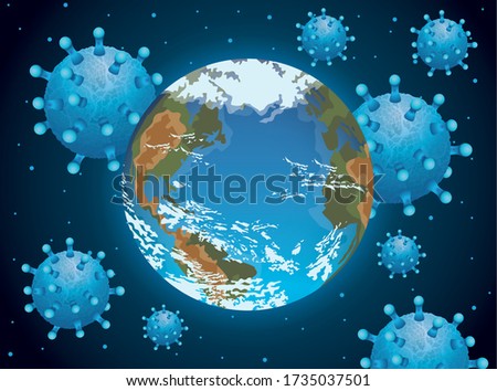 world planet earth with covid19 particles vector illustration design