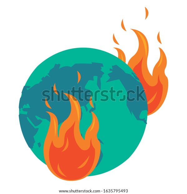 World Planet Earth Fire Flame Vector Stock Vector (Royalty Free ...