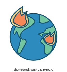 world planet earth with fire flames vector illustration design