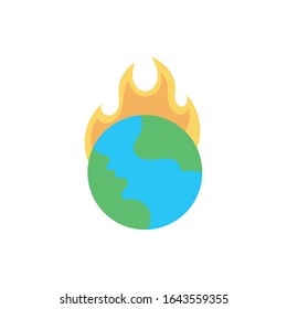 world planet earth with fire flames flat style vector illustration design