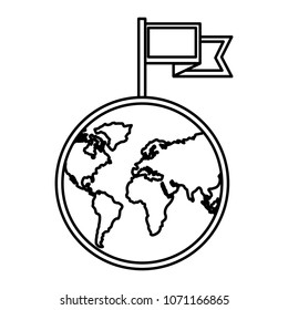 world planet earth with flag location mark