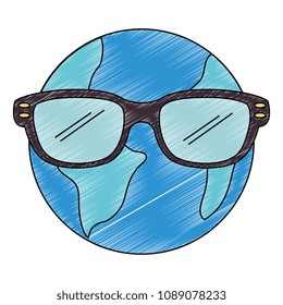 world planet earth with glasses