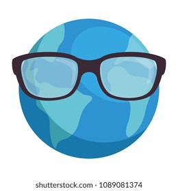 world planet earth with glasses