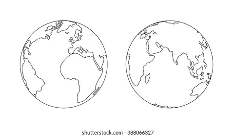 World Planet Earth Globe Outline Icon Illustration Isolated.