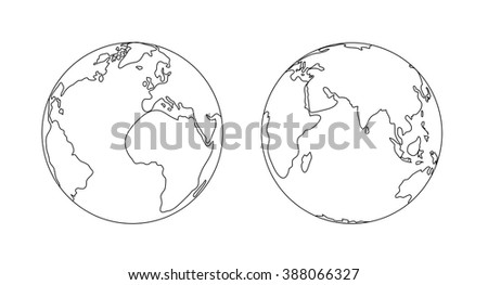 World planet Earth globe outline icon illustration isolated.