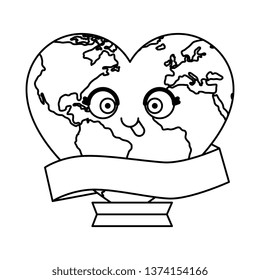 world planet earth with heart shape