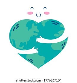 world planet earth hugging love vector illustration design