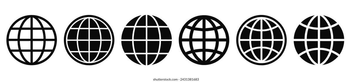 Colección de iconos del planeta Tierra. WWW World Wide Web set site symbol,	
