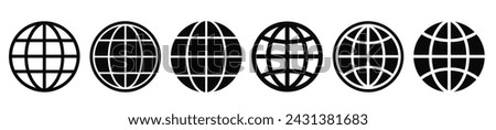 World planet earth icon collection. WWW world wide web set site symbol,	
