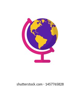 World planet earth isolated. Globe Colored Vector Illustration. Education simbol for web and graphic design. Flat style logo. Vector illustratio