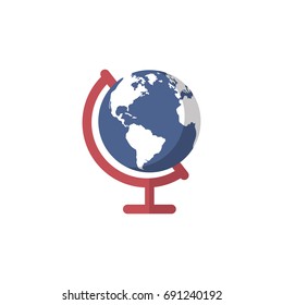 World planet earth isolated. Globe Colored Vector Illustration. Education simbol for web and graphic design. Flat style logo. Vector illustratio