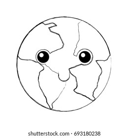 world planet earth kawaii character