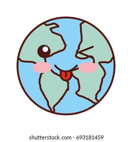 world planet earth kawaii character