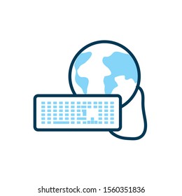 world planet earth with keyboard vector illustration design