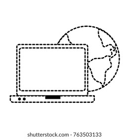world planet earth with laptop