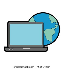 world planet earth with laptop