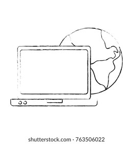 world planet earth with laptop