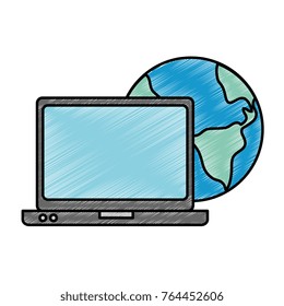 world planet earth with laptop