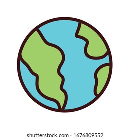 world planet earth line and fill style icon vector illustration design