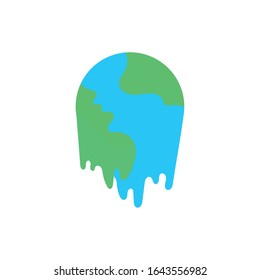 world planet earth melting flat style vector illustration design