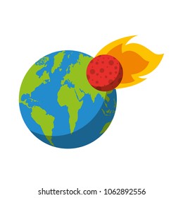 world planet earth with meteorite