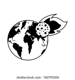 world planet earth with meteorite