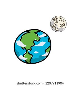 world planet earth with moon
