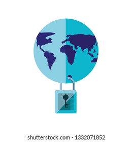 world planet earth with padlock