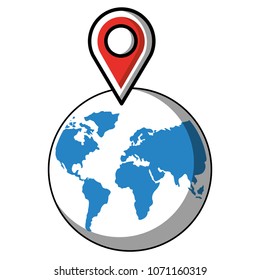world planet earth with pin pointer