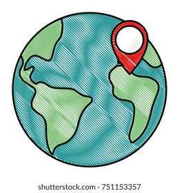 world planet earth with pin pointer