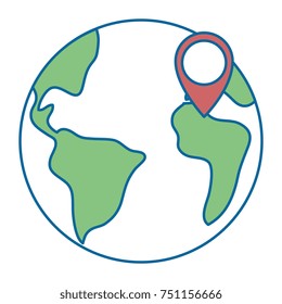 world planet earth with pin pointer