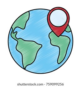 world planet earth with pin pointer