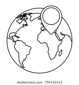 world planet earth with pin pointer