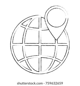 world planet earth with pin pointer