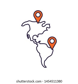 world planet earth with pins location