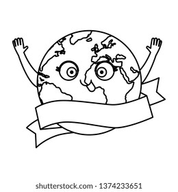 world planet earth with ribbon character