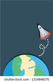 world planet earth with rocket
