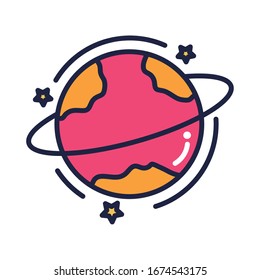 world planet earth school accessory line and fill style vector illustration design