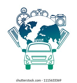 world planet earth with set tourism icons