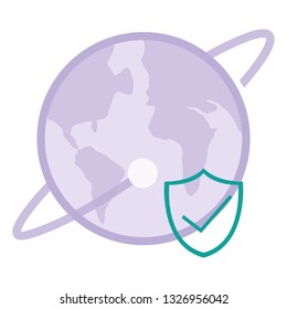 world planet earth with shield