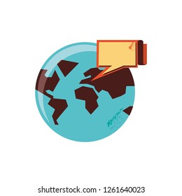 world planet earth with speech bubble