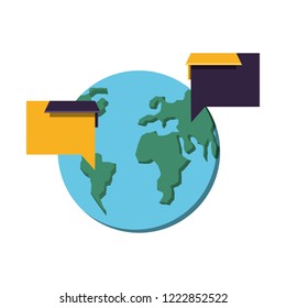 world planet earth with speech bubbles