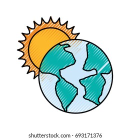 world planet earth with sun