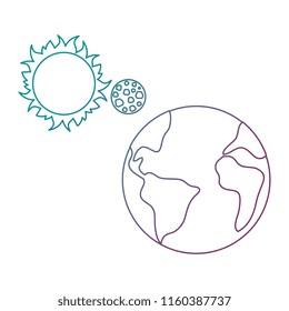 world planet earth with sun and moon
